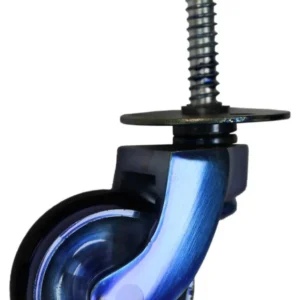 Plaque à vis de roulette en laiton bleu avec pneu en caoutchouc - 1 1/4 pouce (32 mm) - Vis incluses