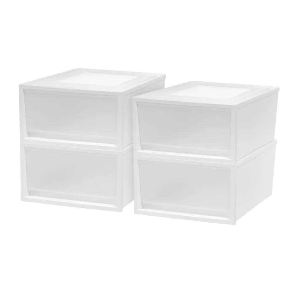 Rangement empilable avec porte, paquet de 4 emboîtés, 42,5 QT