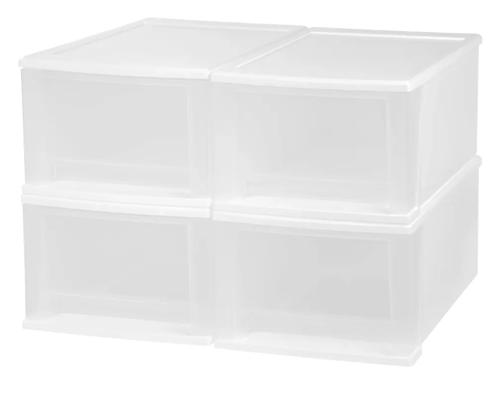 Rangement empilable avec tiroir - Paquet de 4 imbriqués - 17 QT