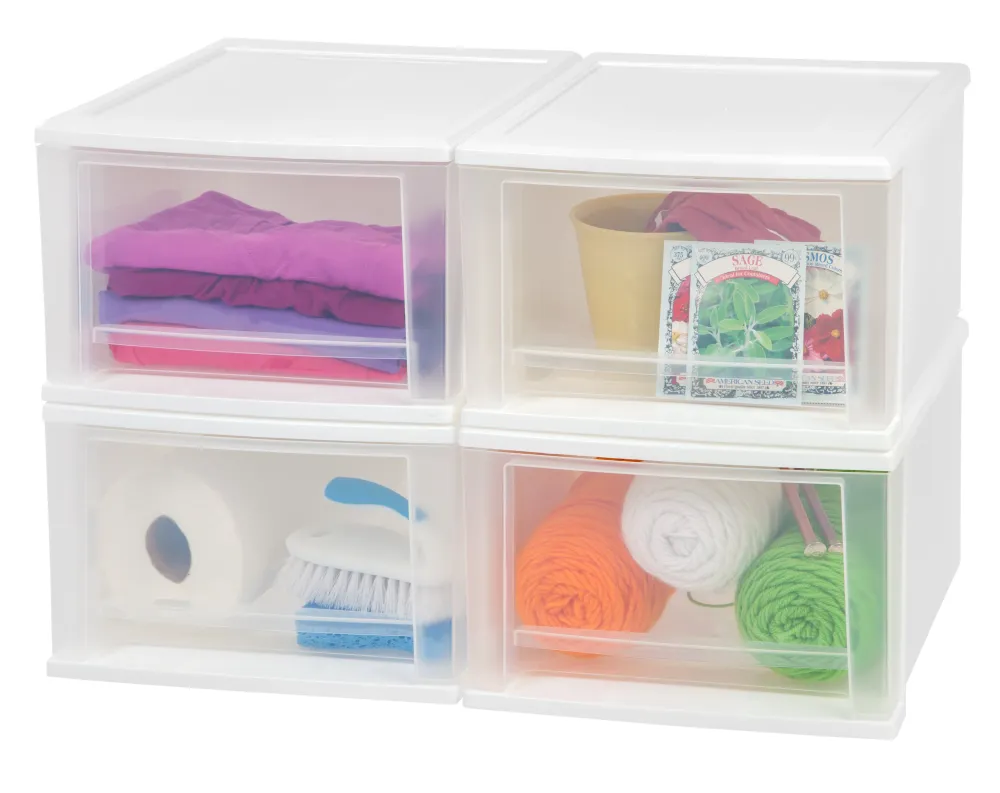 Rangement empilable avec tiroir - Paquet de 4 imbriqués - 17 QT