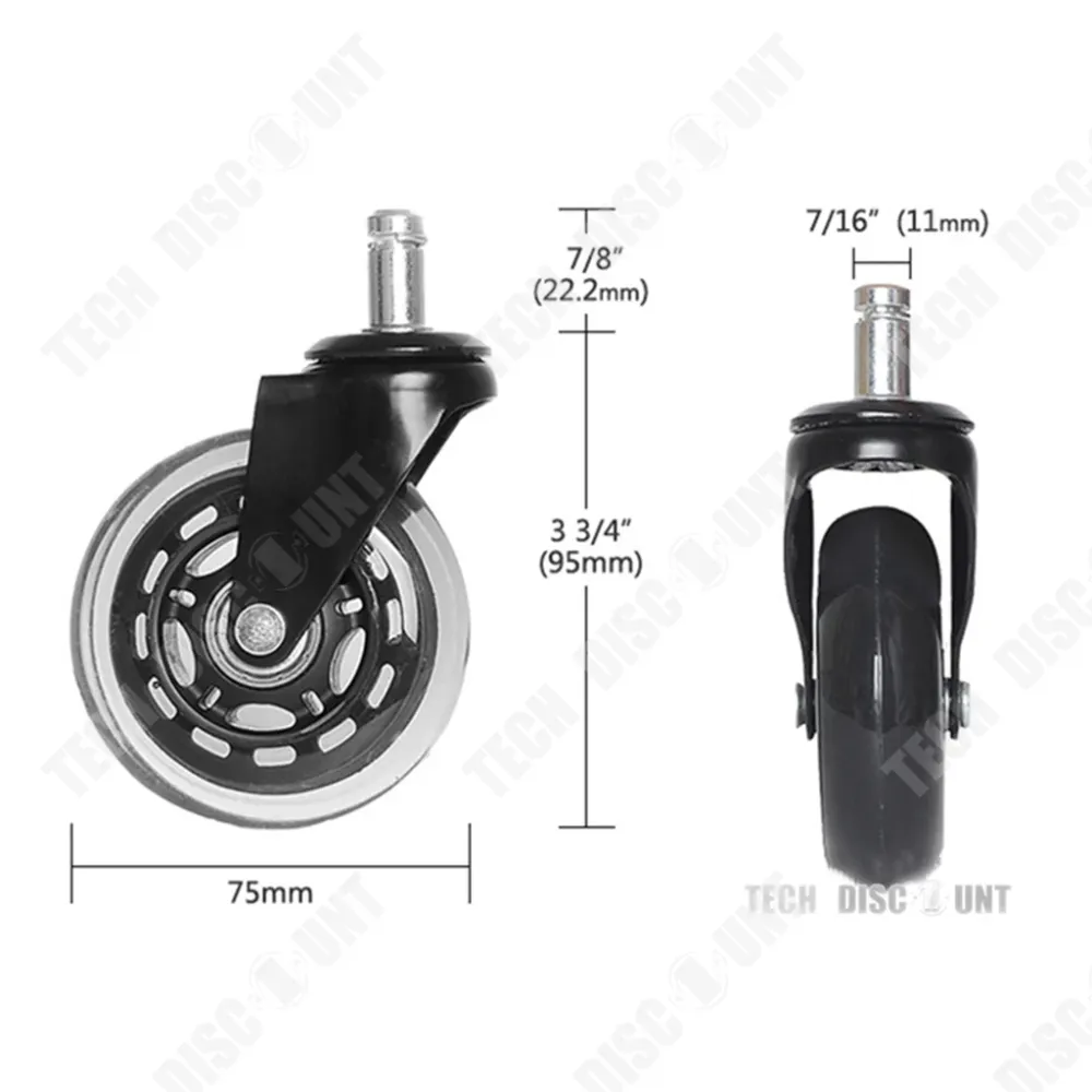 TD® Roulette bureau résistant charge lourde roulettes 22 mm roulement silencieux protégez tapis remplacement fauteuil plan...