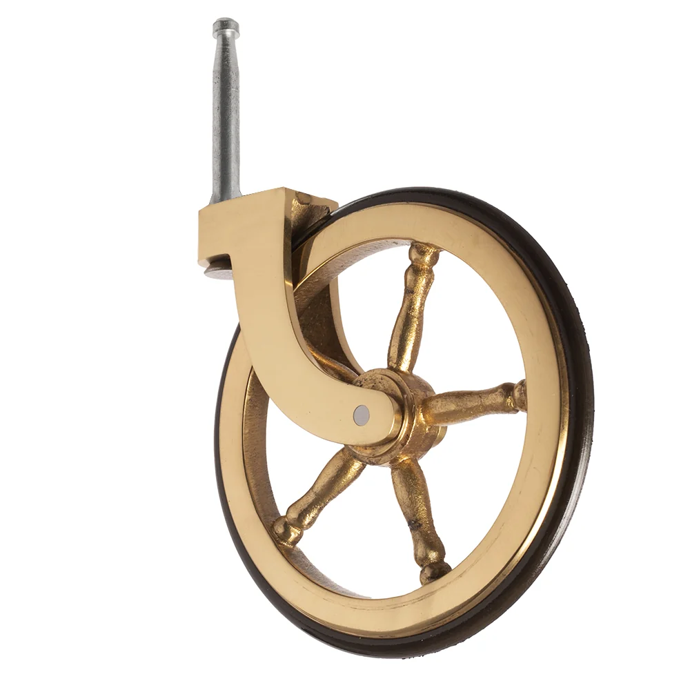 Roulette de cou de poignée de roue de wagon en laiton avec pneu en caoutchouc