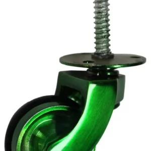 Roulette à vis verte avec pneu en caoutchouc