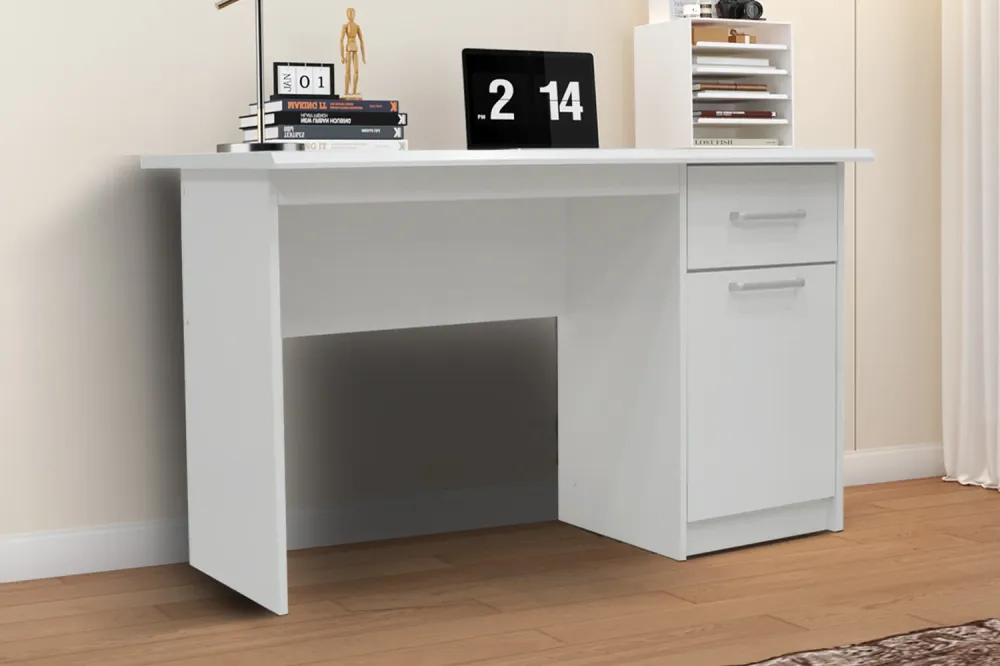 Rousseau - Bureau Milou 1 tiroir 1 porte Blanc - 75x121x60 cm