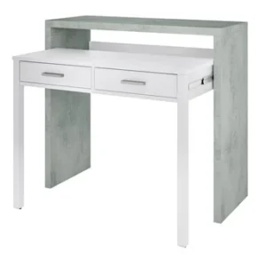 Scrivania Estraibile Cm.36x99x88H Bianco/Cemento