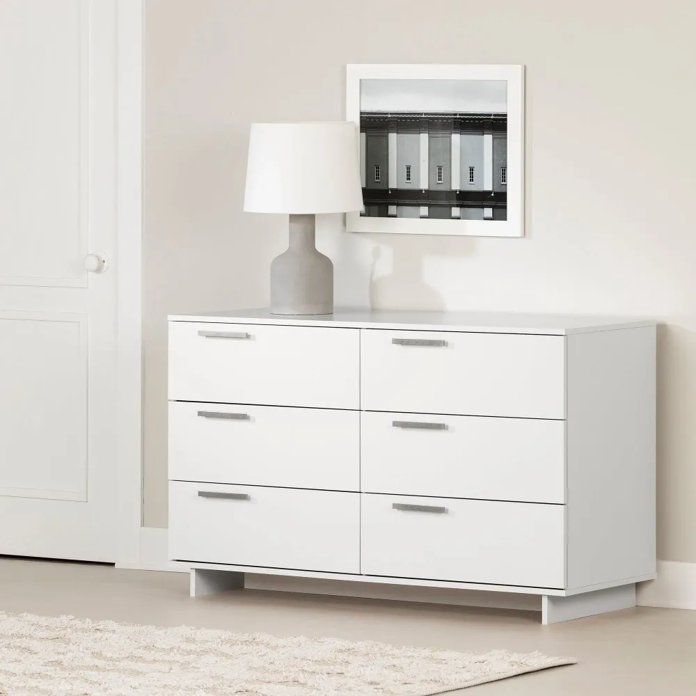 Bureau double 6 tiroirs Cavalleri -Blanc solide South Shore