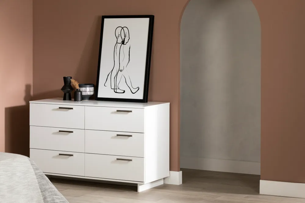 Bureau double 6 tiroirs Cavalleri -Blanc solide South Shore