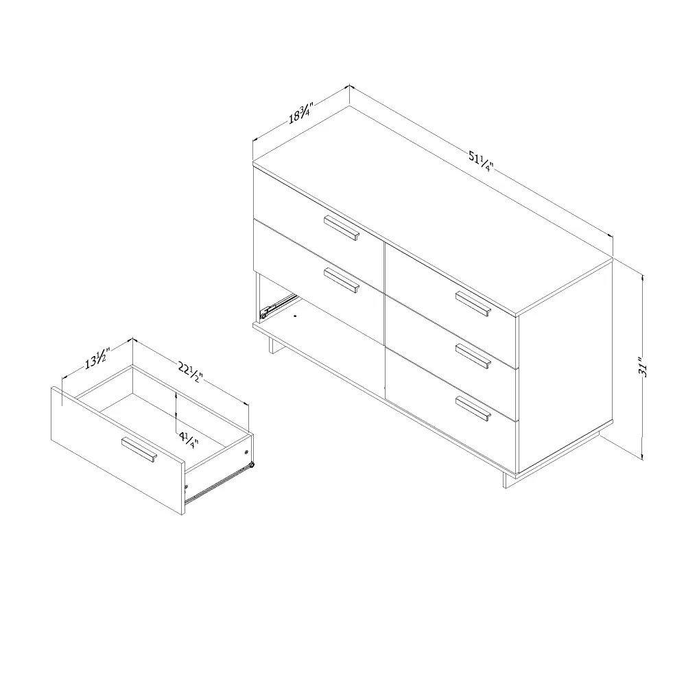 Bureau double 6 tiroirs Cavalleri-Chêne nordique South Shore