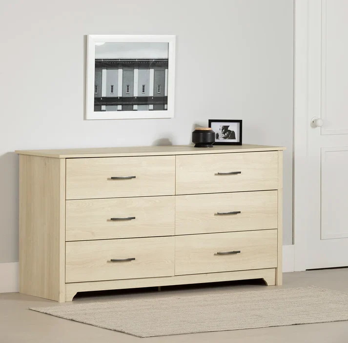 Bureau double 6 tiroirs Fusion - Chêne blanchi South Shore
