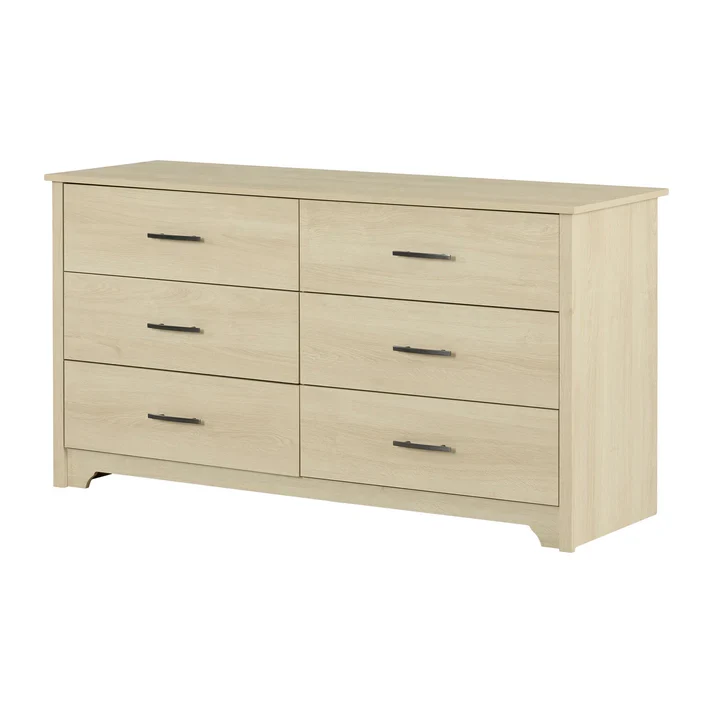 Bureau double 6 tiroirs Fusion - Chêne blanchi South Shore