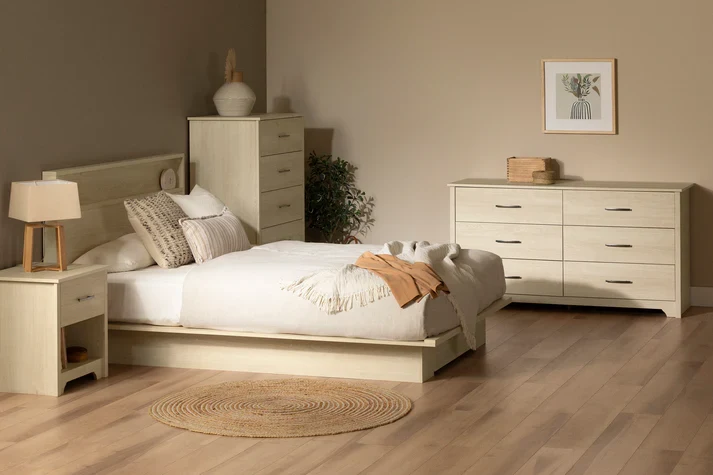 Bureau double 6 tiroirs Fusion - Chêne blanchi South Shore