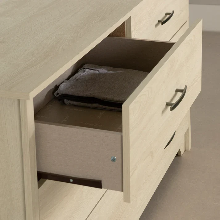 Bureau double 6 tiroirs Fusion - Chêne blanchi South Shore