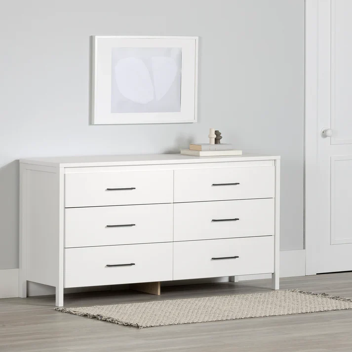 Bureau double 6 tiroirs Gravity - Blanc South Shore