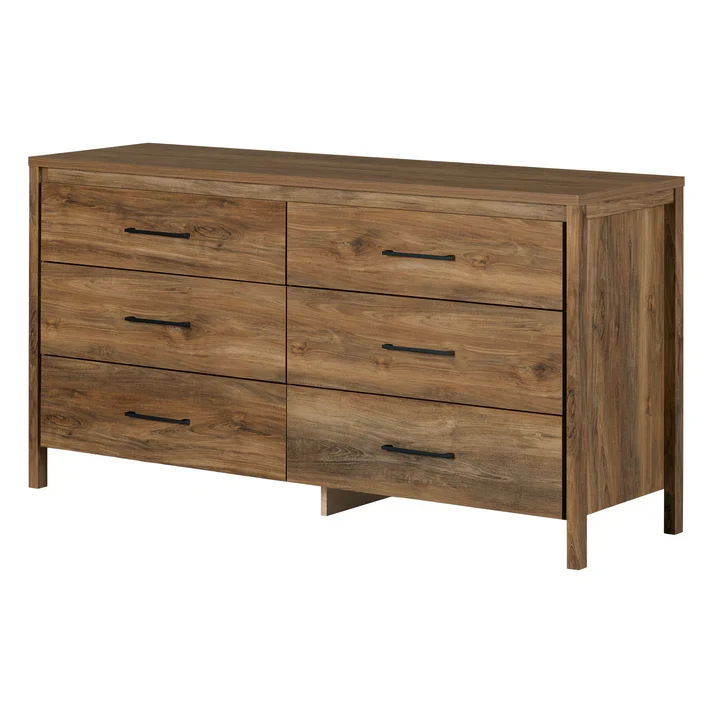 Bureau double 6 tiroirs Gravity - Natural Mango South Shore