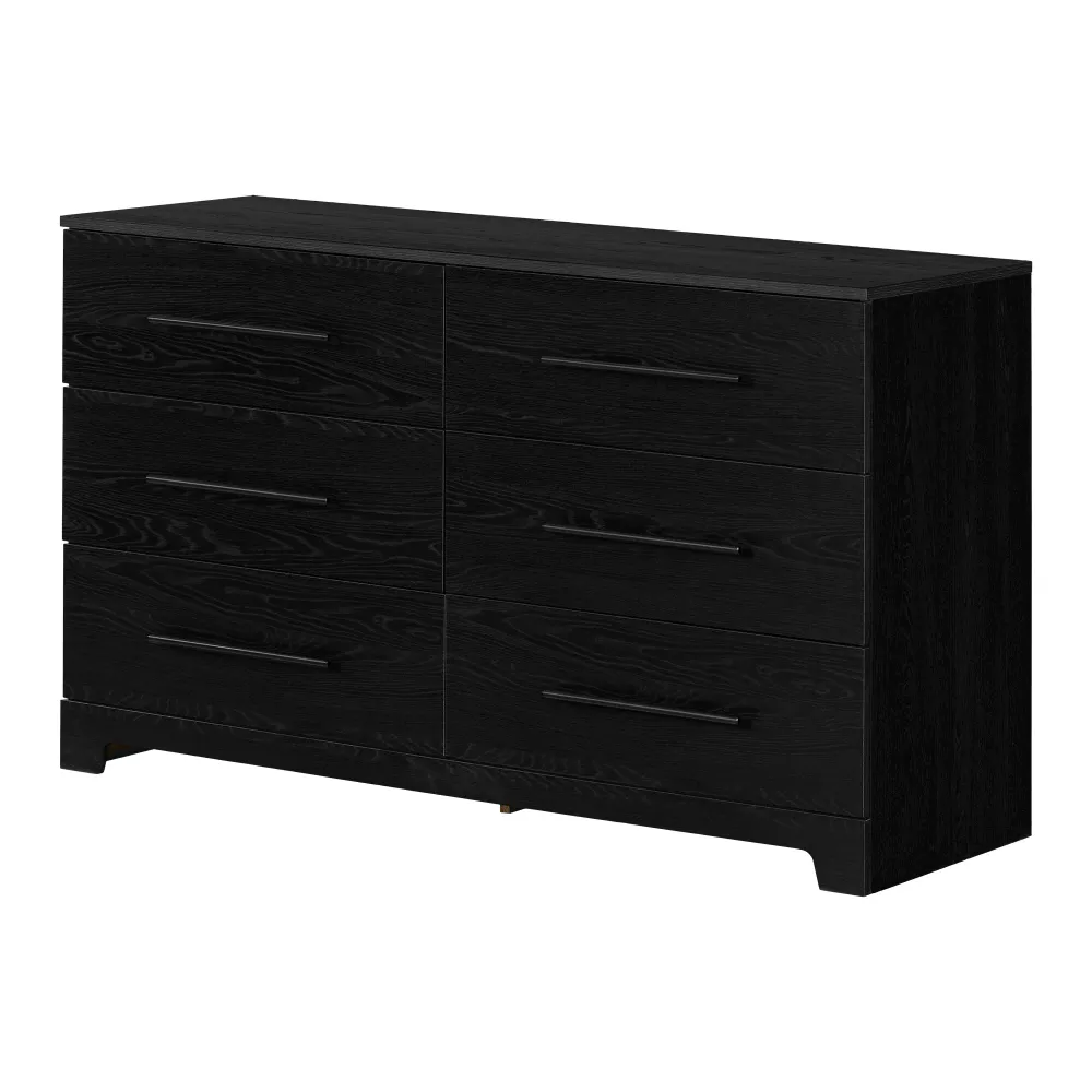 Bureau double 6 tiroirs Primo - Chêne noir South Shore