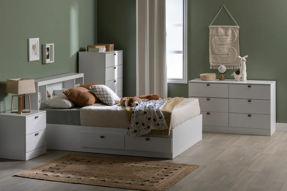 Bureau double 6 tiroirs Spark - Blanc South Shore
