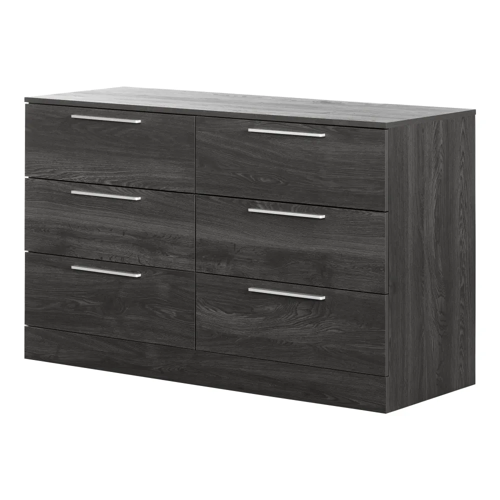 Bureau double 6 tiroirs Step One Essential - Chêne gris South Shore