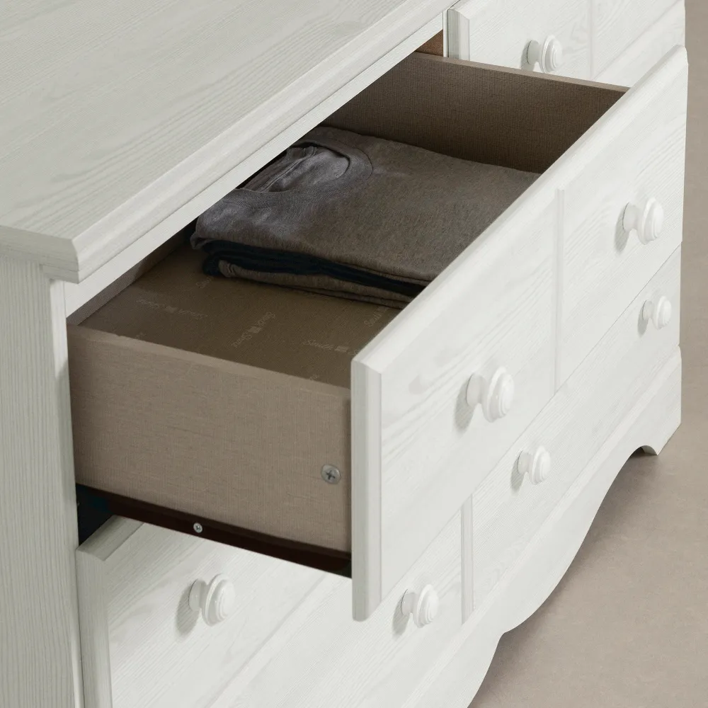 Bureau double 6 tiroirs Summer Breeze -Pin blanc South Shore