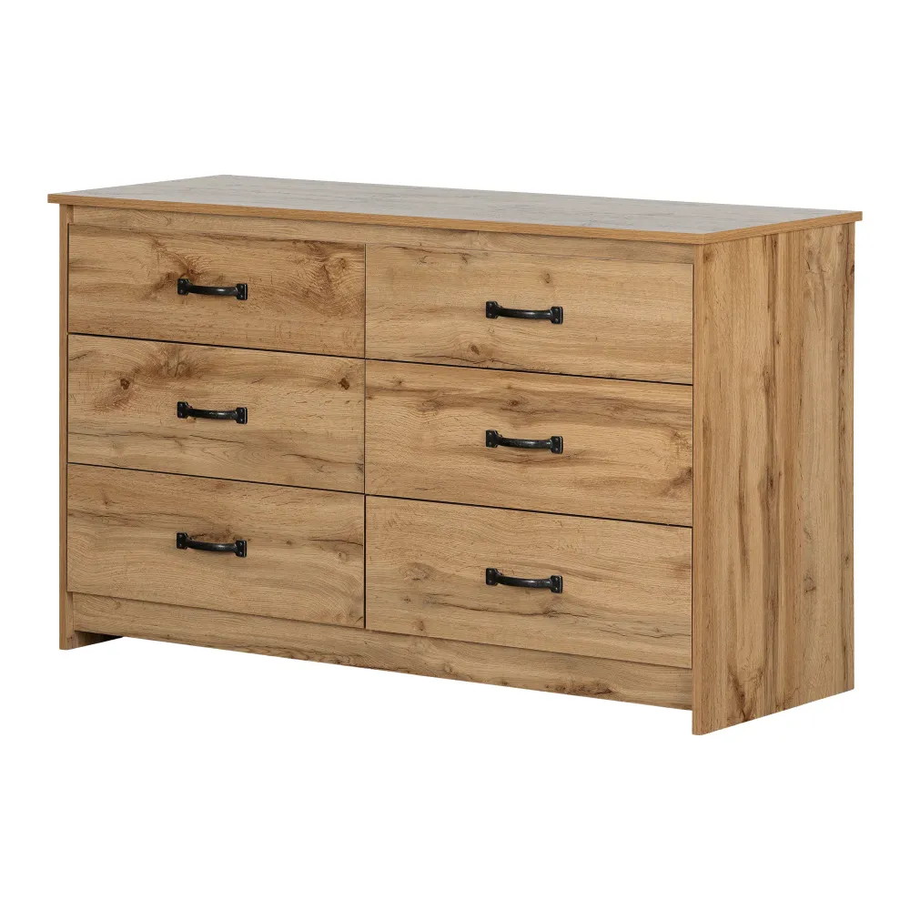 Bureau double 6 tiroirs Tassio - Chêne nordique South Shore
