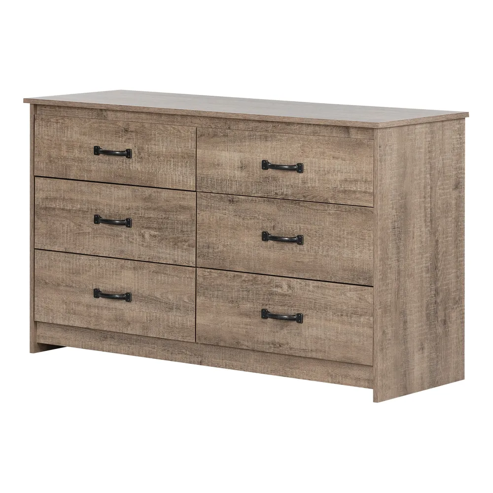 Bureau double 6 tiroirs Tassio - Chêne vieilli South Shore
