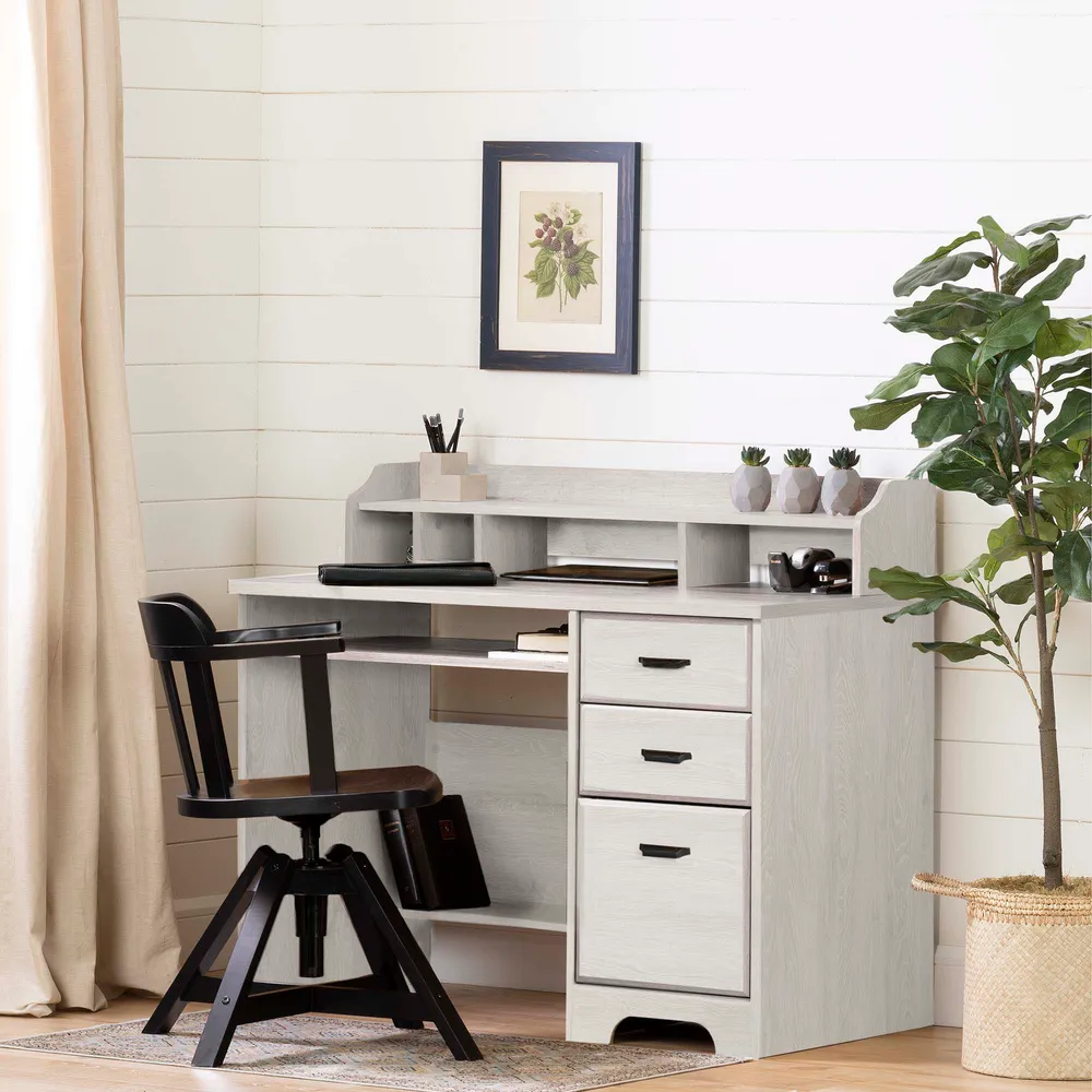 Bureau de travail avec huche Versa - Chêne hivernal South Shore