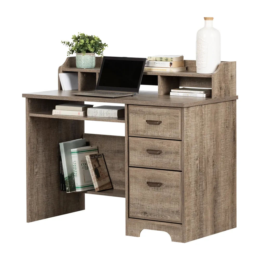 Bureau de travail avec huche Versa - Chêne vieilli South Shore