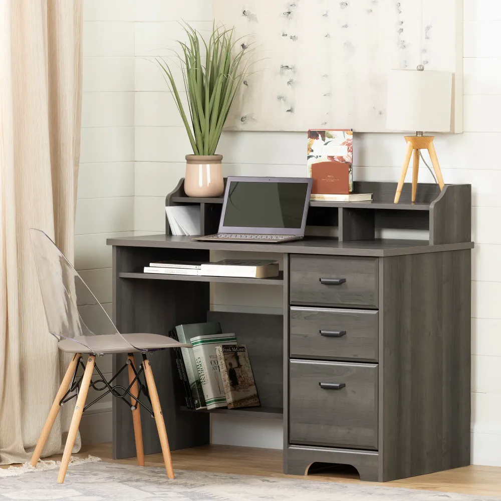 Bureau de travail avec huche Versa - Érable cendré South Shore