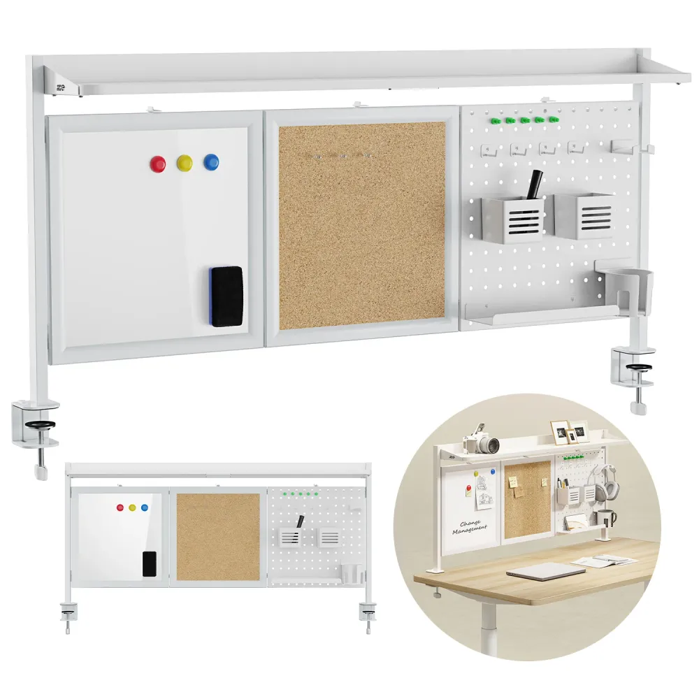 Séparateur de bureau / organisateur Ergo Office, charge max. 10kg, blanc et tableau en liège, largeur 1250mm, blanc, ER-300 W