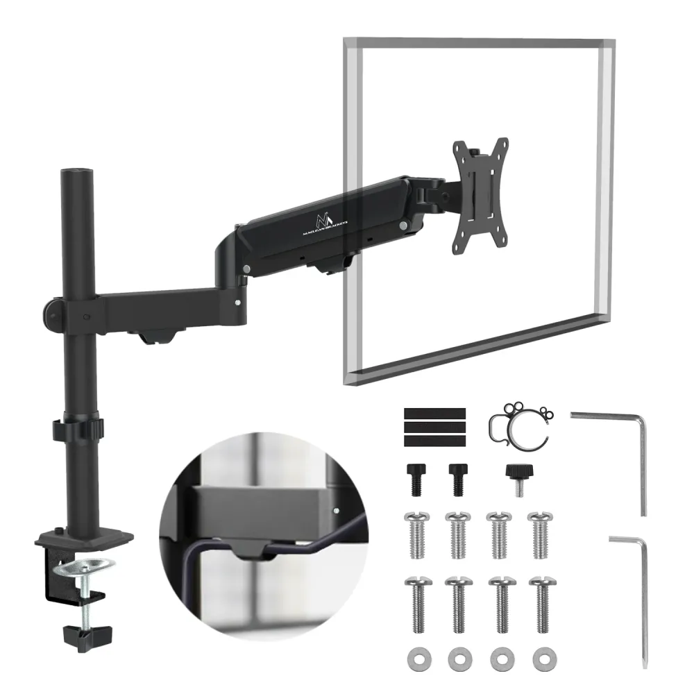 Support de moniteur Maclean, ressort à gaz, 17"-32", 2-10kg, noir, MC-135