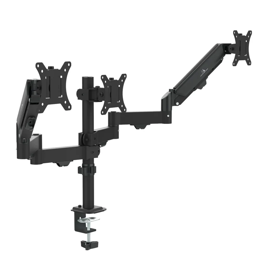 Support pour 3 moniteurs Maclean, ressort à gaz, 17"-27", 2-8kg, noir, MC-137