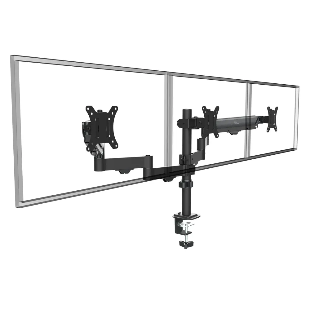 Support pour 3 moniteurs Maclean, ressort à gaz, 17"-27", 2-8kg, noir, MC-137