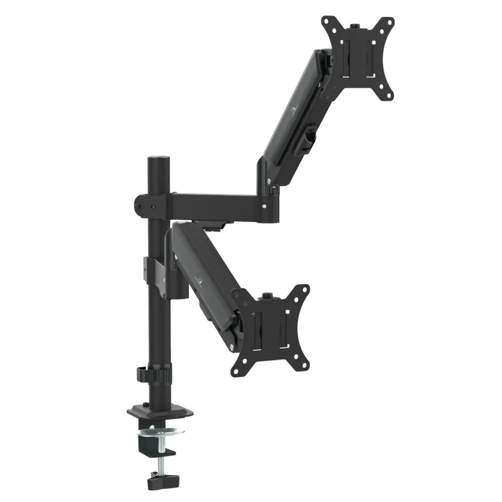 Support pour 2 moniteurs Maclean, ressort à gaz, 17"-32", 2-10kg, noir, MC-136