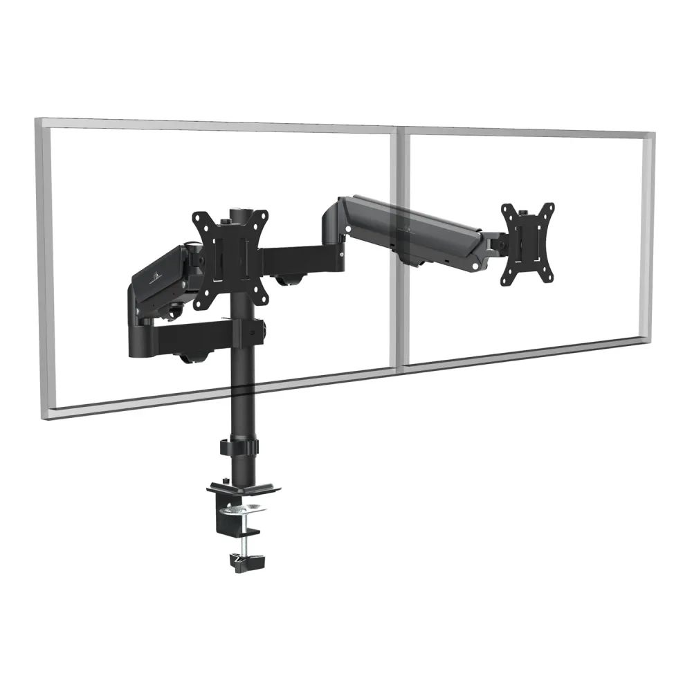 Support pour 2 moniteurs Maclean, ressort à gaz, 17"-32", 2-10kg, noir, MC-136