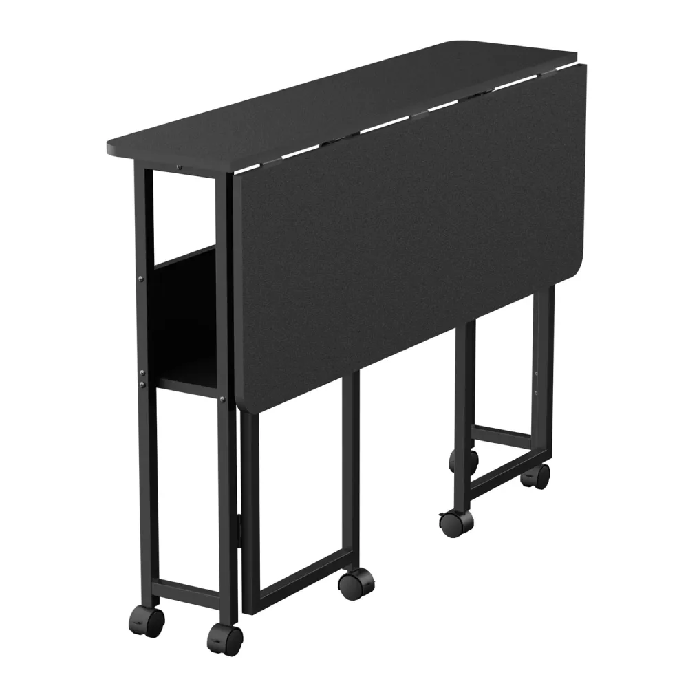 Table de bureau pliante Maclean, noire, mobile, plateau 100x58cm, max. 50kg, MC-126 B
