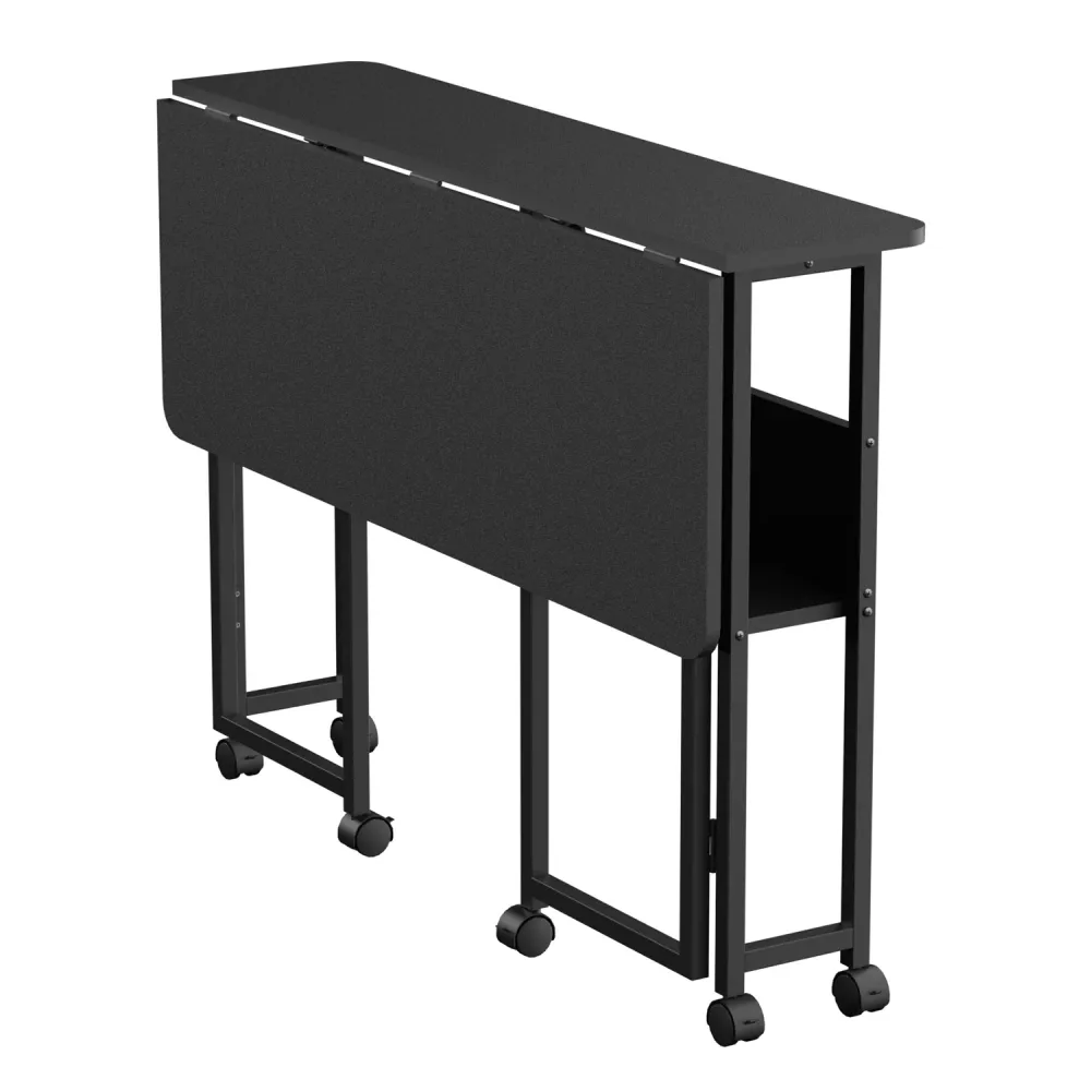 Table de bureau pliante Maclean, noire, mobile, plateau 100x58cm, max. 50kg, MC-126 B