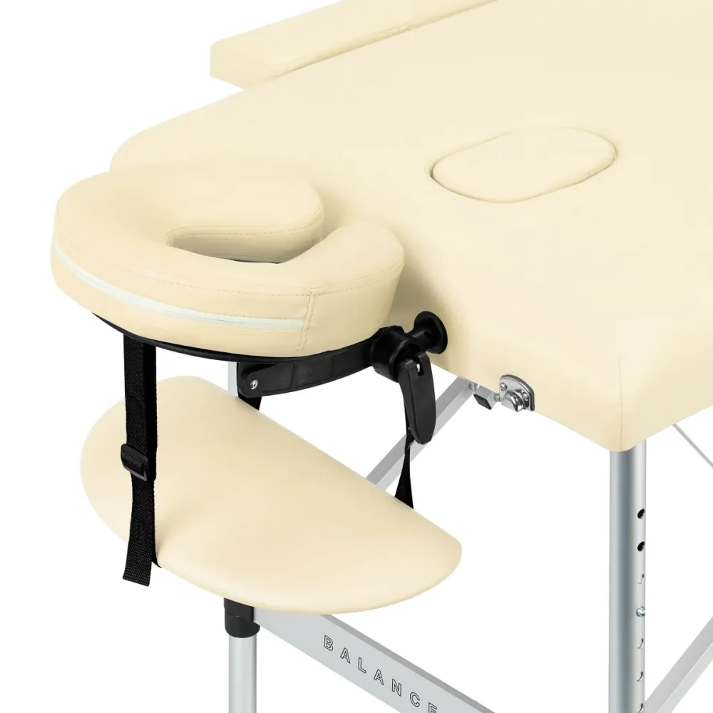 Table de massage pliante en aluminium BALANCE 2 segments crème