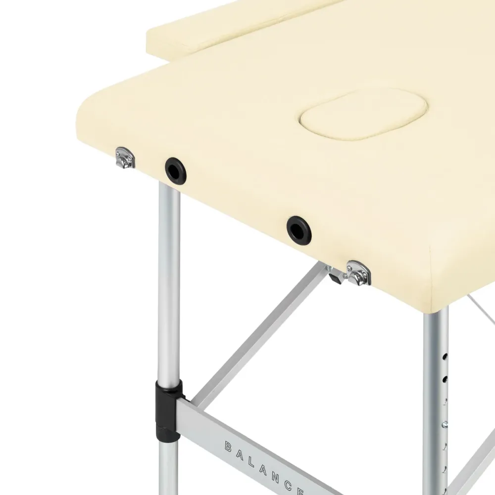 Table de massage pliante en aluminium BALANCE 2 segments crème