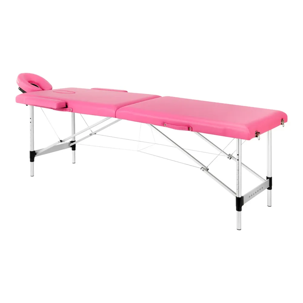 TABLE DE MASSAGE PLIANTE EN ALUMINIUM BALANCE 2 SEGMENTS ROSE