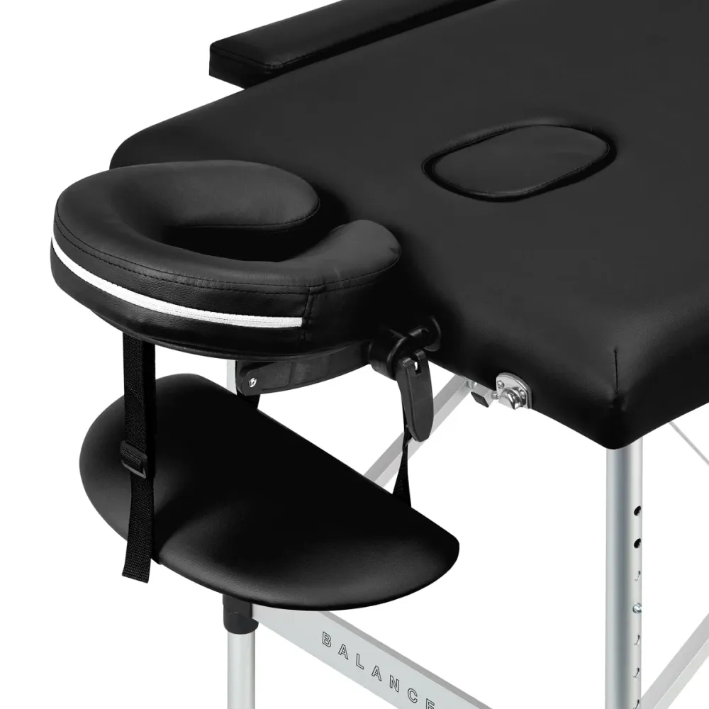 Table de massage pliante en aluminium BALANCE 2 segments noire
