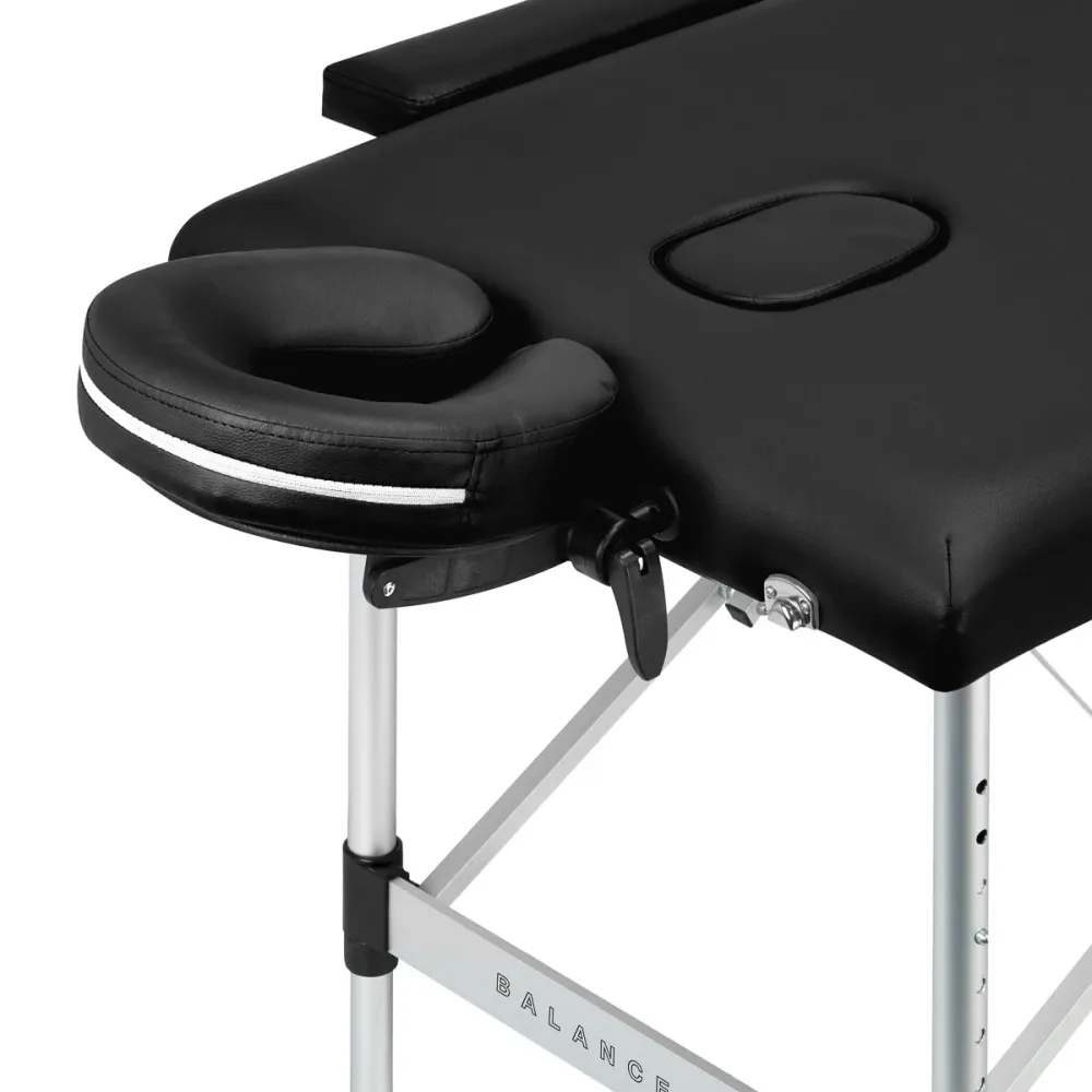 Table de massage pliante en aluminium BALANCE 2 segments noire