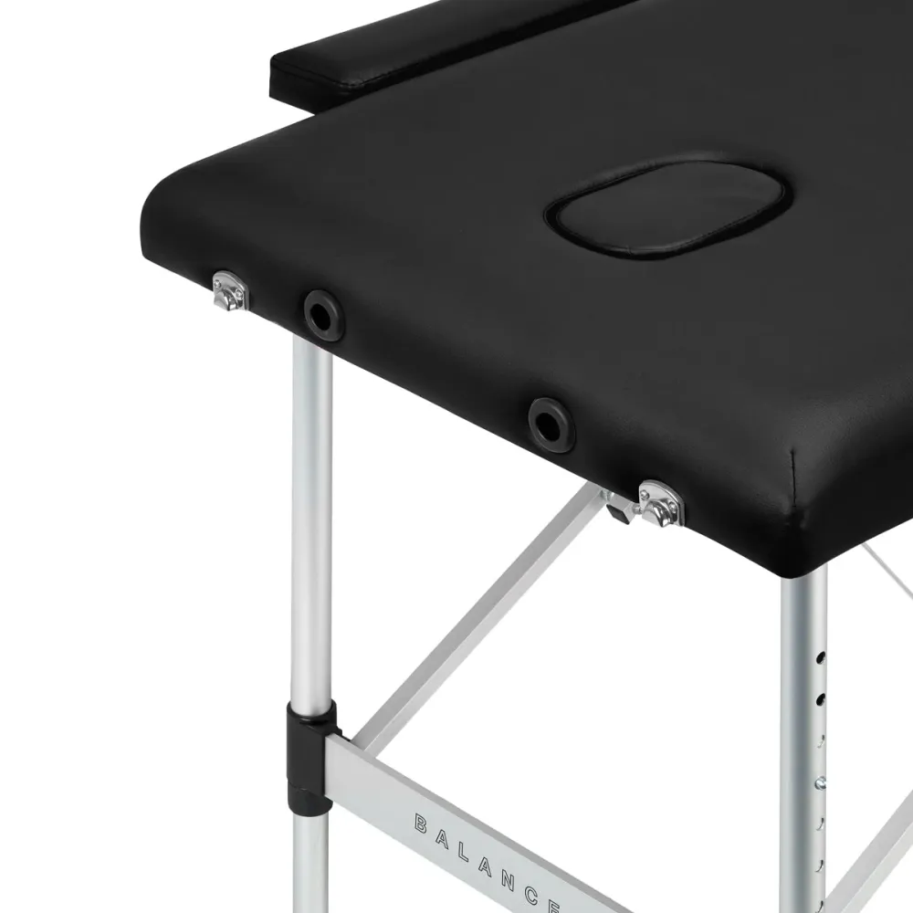 Table de massage pliante en aluminium BALANCE 2 segments noire