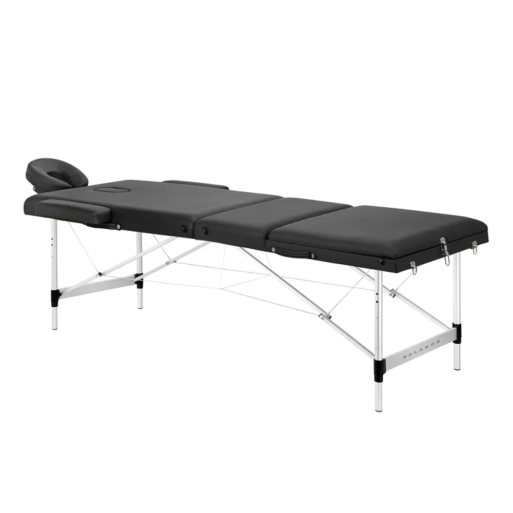 Table de massage pliante en aluminium BALANCE 3 segments noire