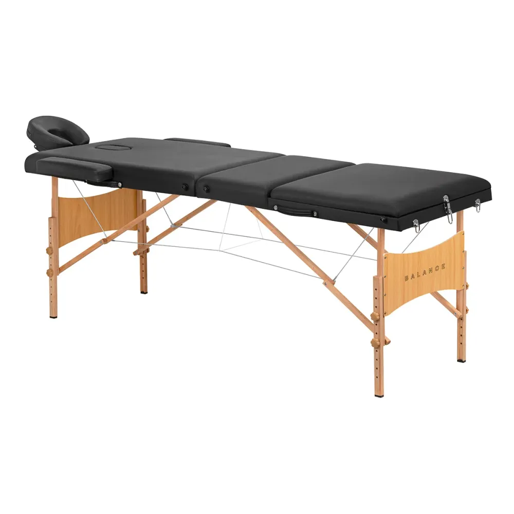 Table de massage pliante en bois BALANCE 3 segments 190x70 noir