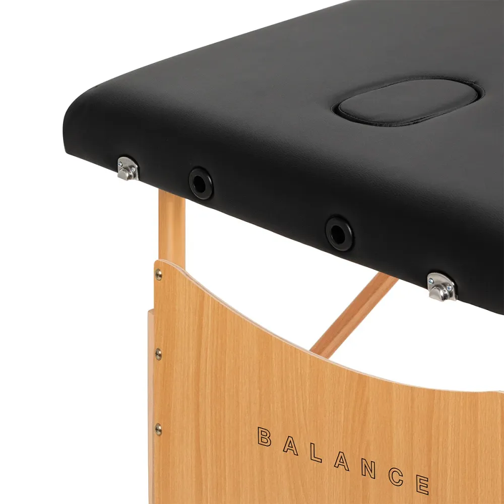 Table de massage pliante en bois BALANCE 3 segments 190x70 noir