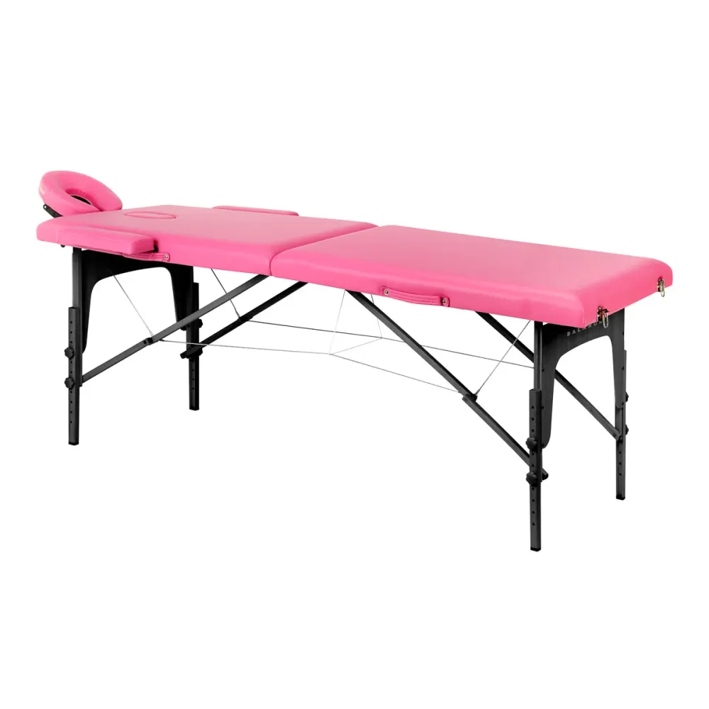 Table de massage pliante en bois BALANCE 2 segments rose et noir