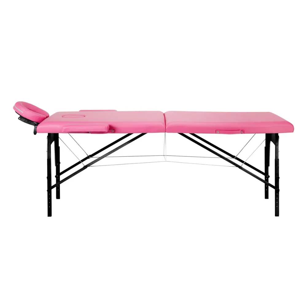 Table de massage pliante en bois BALANCE 2 segments rose et noir