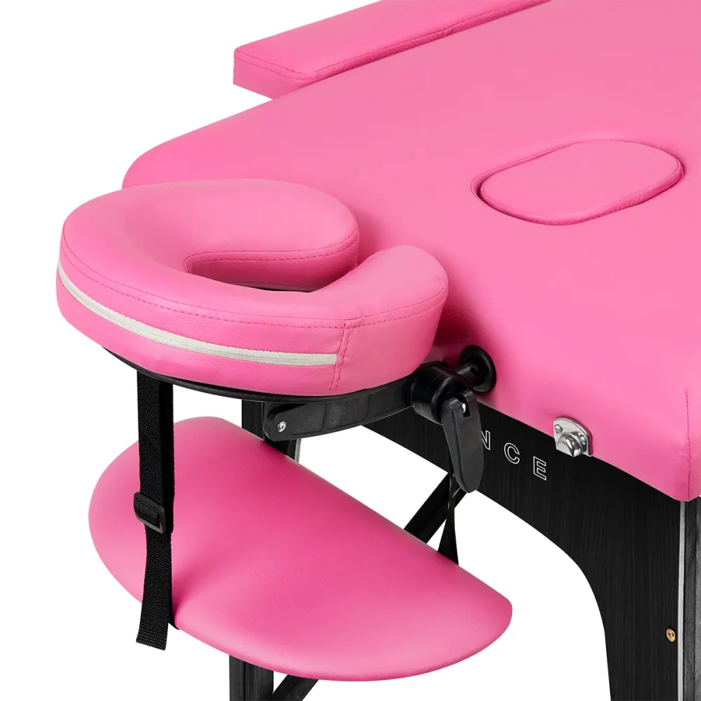 Table de massage pliante en bois BALANCE 2 segments rose et noir