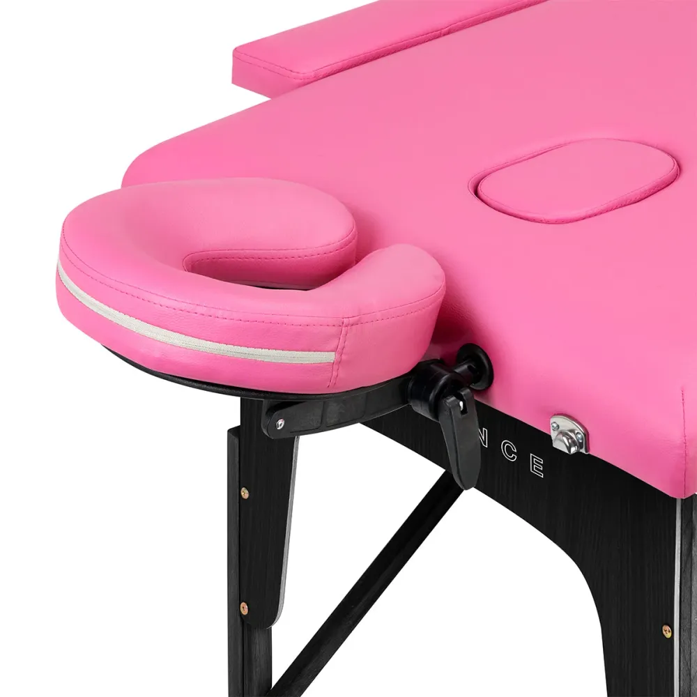 Table de massage pliante en bois BALANCE 2 segments rose et noir