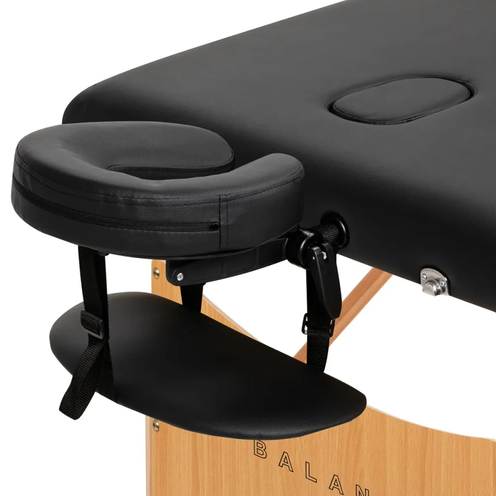Table de massage pliante en bois BALANCE 2 segments noire