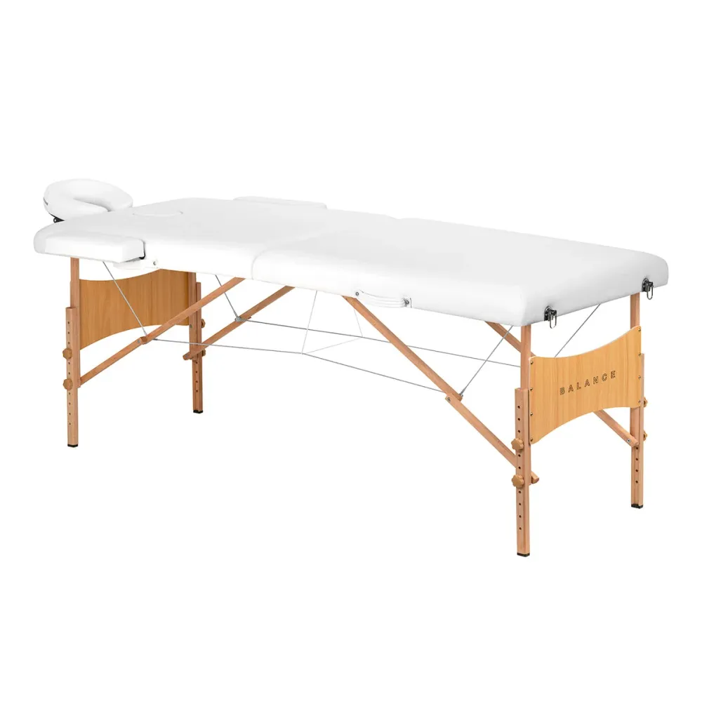 Table de massage pliante en bois BALANCE 2 segments 190x70 blanche
